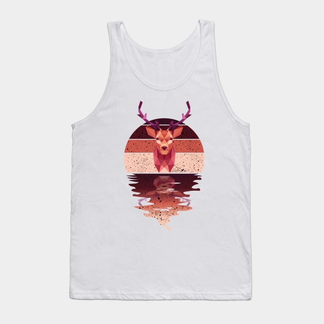 Vintage deer reflected on lights of moon Tank Top by mutarek